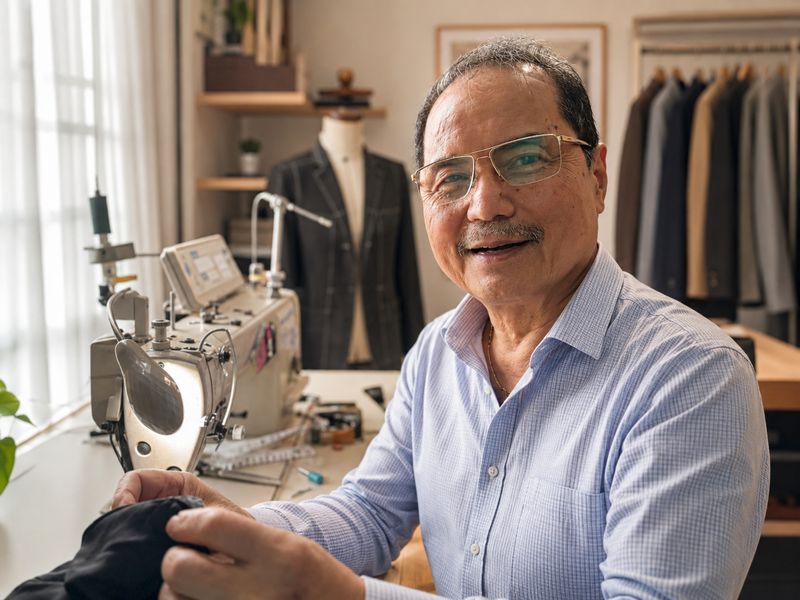 Änderungsschneider Herr Vu in seinem Atelier in München